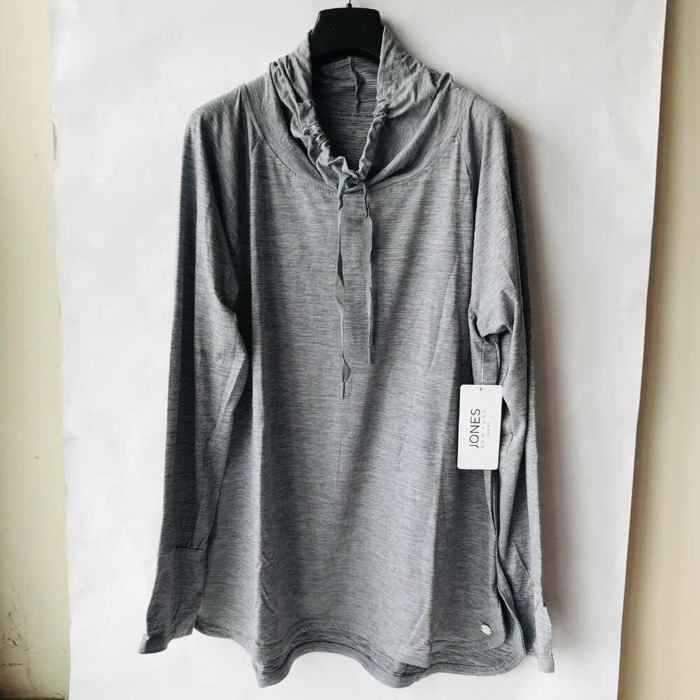 Jones New York Sport Top Women XL Gray Long Sleeve  Turtleneck